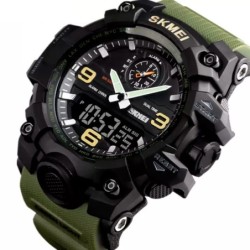Reloj SKMEI Comando 1586 Dual Multifunción 3 Horarios - Verde