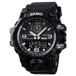 Reloj SKMEI Comando 1586 Dual Multifunción 3 Horarios - Negro