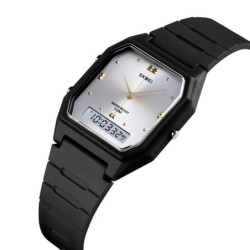 Reloj SKMEI Classic 1604 Dual 3 Horarios Crono Fechador - Plata