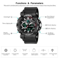 Reloj SMAEL Scan 8048 Hibrido Retroiluminado Multifunción - Negro
