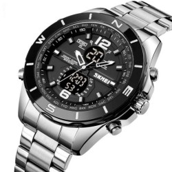 Reloj SKMEI Count 1670 Hibrido 3 horarios Multifunción - Plata N
