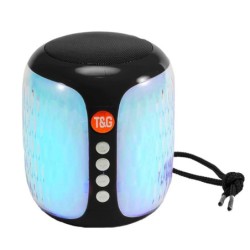 Parlante Bluetooth T&G 611 Iluminado FM USB SD Aux Recargable - Negro