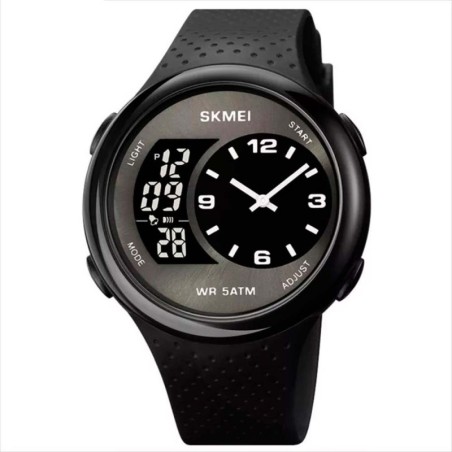 Reloj SKMEI Twins 1899 Hibrido Triple Horario Multifunción - Negro