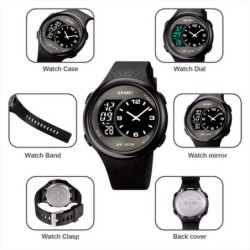Reloj SKMEI Twins 1899 Hibrido Triple Horario Multifunción - Negro