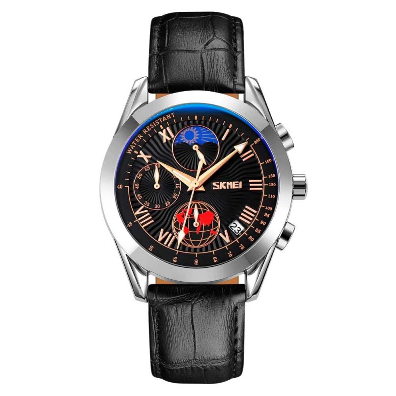 Reloj SKMEI Moon 9236 Analógico Crono Fechador Fase Lunar - Negro