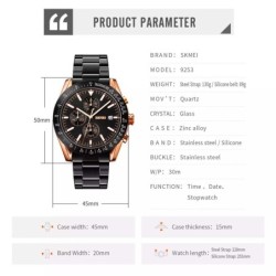 Reloj SKMEI Cronos 9253 Analógico Cronómetro Fechador - Negro Oro