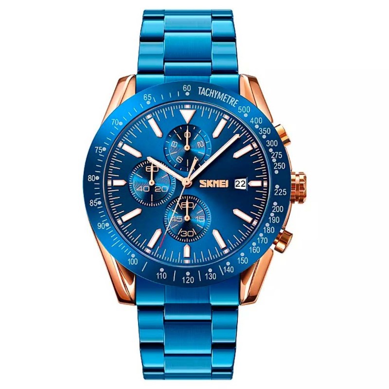 Reloj SKMEI Cronos 9253 Analógico Cronómetro Fechador - Azul Oro