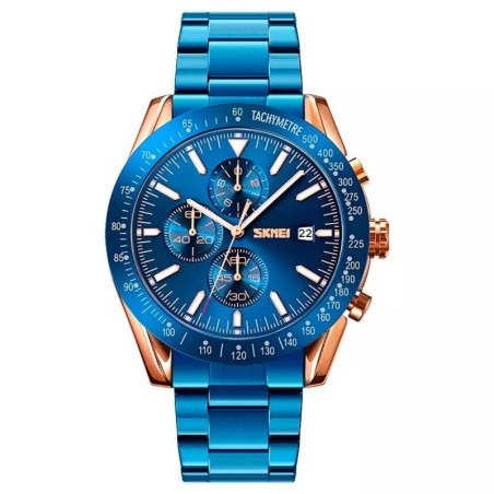 Reloj SKMEI Cronos 9253 Analógico Cronómetro Fechador - Azul Oro