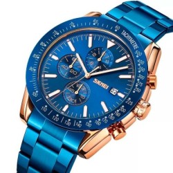 Reloj SKMEI Cronos 9253 Analógico Cronómetro Fechador - Azul Oro