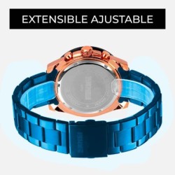 Reloj SKMEI Cronos 9253 Analógico Cronómetro Fechador - Azul Oro