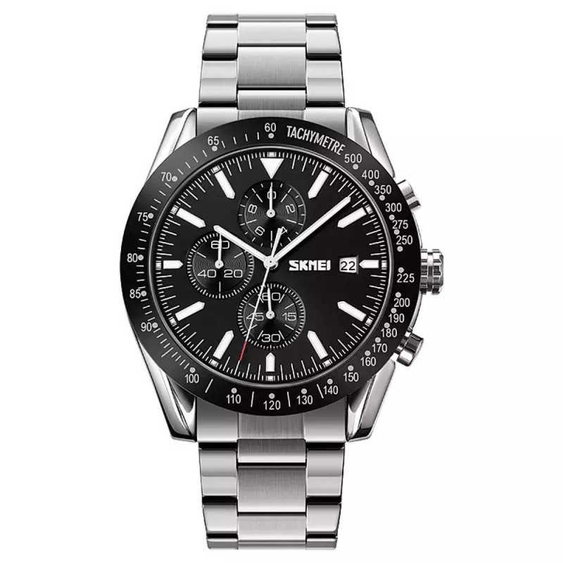 Reloj SKMEI Cronos 9253 Analógico Cronómetro Fechador - Negro Plata