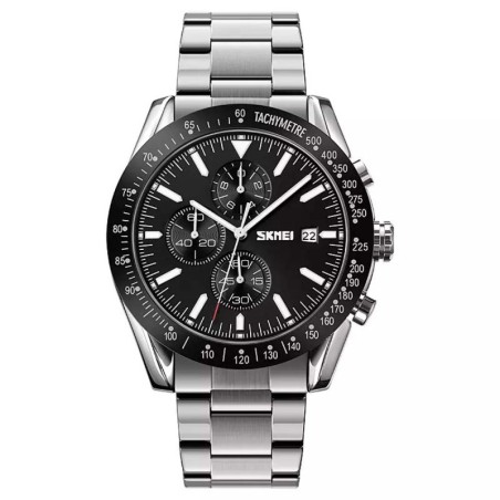 Reloj SKMEI Cronos 9253 Analógico Cronómetro Fechador - Negro Plata