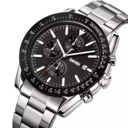 Reloj SKMEI Cronos 9253 Analógico Cronómetro Fechador - Negro Plata