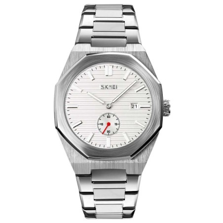 Reloj SKMEI Octa 9262 Analógico Fechador Esfera Seg - Plata Blanco