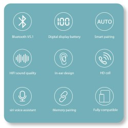 Audífonos Bluetooth A1 Pro True Wireless Bluetooth 5.1  - Negro