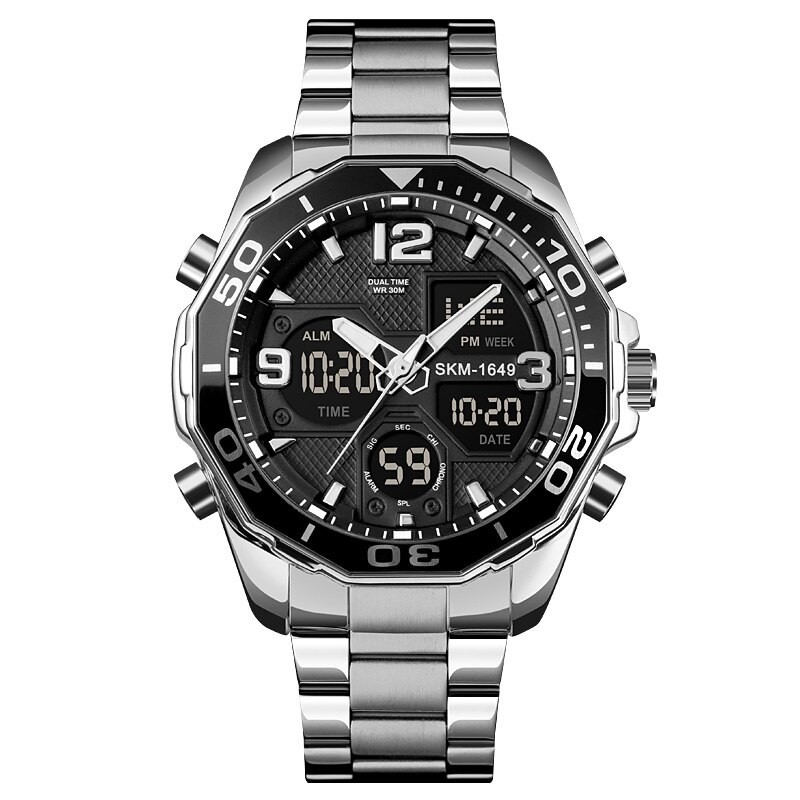Reloj SKMEI Code 1649 Maquinaria Dual Multifunción Iluminación- Plata