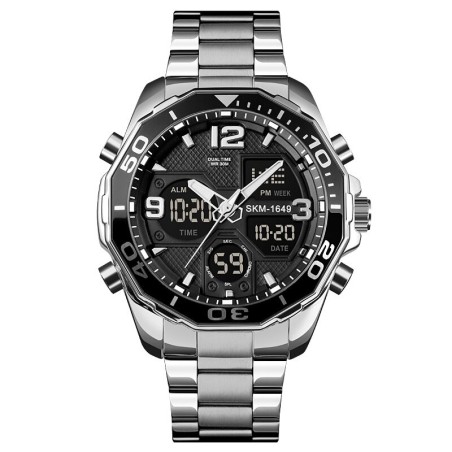 Reloj SKMEI Code 1649 Maquinaria Dual Multifunción Iluminación- Plata