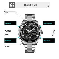Reloj SKMEI Code 1649 Maquinaria Dual Multifunción Iluminación- Plata