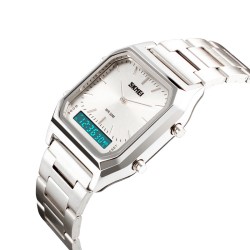Reloj SKMEI Style 1220 Dual 3 Horarios Crono Fechador Acero - Plata
