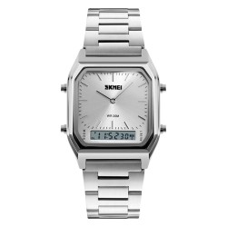 Reloj SKMEI Style 1220 Dual 3 Horarios Crono Fechador Acero - Plata