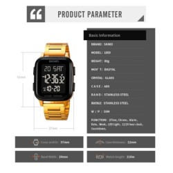 Reloj SKMEI Time 1859 Digital  Dual Multifunción Acero - Dorado
