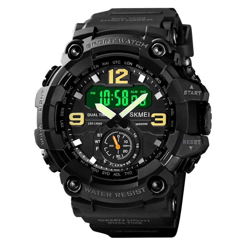 Reloj SKMEI Rotor 1965 Dual Multifunción 3 Horarios - Negro
