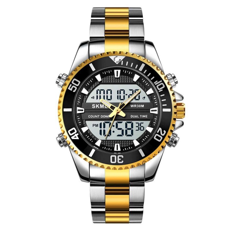 Reloj SKMEI Cronos 1850 Hibrido Multifunción Retroiluminado - Dorado