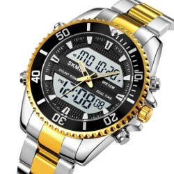 Reloj SKMEI Cronos 1850 Hibrido Multifunción Retroiluminado - Dorado
