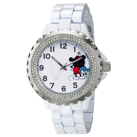 Reloj Disney Mickey & Minnie Mouse Abrazo Analógico Dama - Blanco
