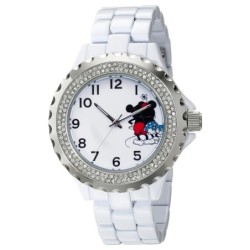 Reloj Disney Mickey & Minnie Mouse Abrazo Analógico Dama - Blanco