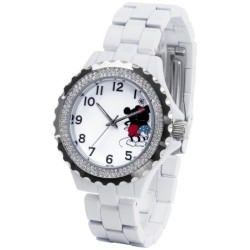 Reloj Disney Mickey & Minnie Mouse Abrazo Analógico Dama - Blanco
