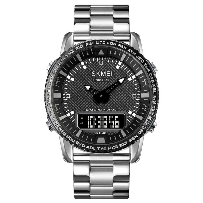 Reloj SKMEI Soldier 1898 Hibrido Multifunción Retroiluminado - Plata