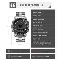 Reloj SKMEI Soldier 1898 Hibrido Multifunción Retroiluminado - Plata