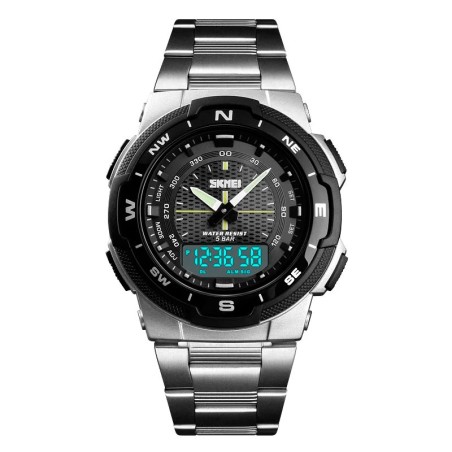 Reloj SKMEI 1370 Horizon Dual Alarma Crono Fechador Light WR - Plata