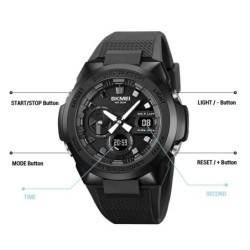 Reloj SKMEI Sonar 2105 Hibrido Multifunción Horario Mundial - Negro