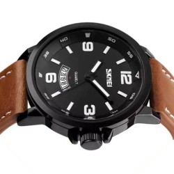 Reloj SKMEI Explorer 9115 Analógico Fechador Correas de Piel - Blanco