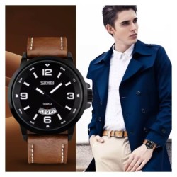 Reloj SKMEI Explorer 9115 Analógico Fechador Correas de Piel - Blanco