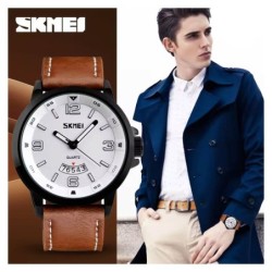 Reloj SKMEI Explorer 9115 Analógico Fechador Correas de Piel - Negro