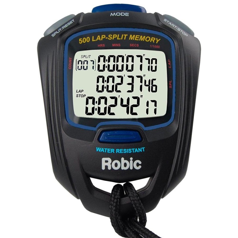 Cronometro Robic SC-757 500 Memorias  Display  3 Lineas 1/1000 - Negro