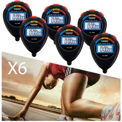 Pack 06 Cronómetros XJ398 Fechador Alarma Split Rango 24 Hr - Negro