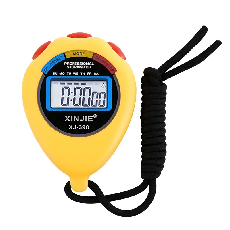 Cronómetro XJ398 Fechador Alarma Split Rango 24 Hr - Amarillo