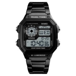 Reloj SKMEI Square 1335 Dual Timer Backlight Correas Acero - Negro