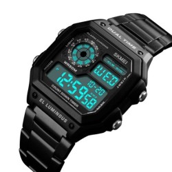 Reloj SKMEI Square 1335 Dual Timer Backlight Correas Acero - Negro