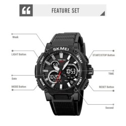 Reloj Skmei 2219 Hombre Dual Deportivo 3 Tiempos Multifunción - Negro
