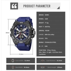 Reloj Skmei 2220 Hombre Dual Deportivo 3 Tiempos Multifunción - Azul