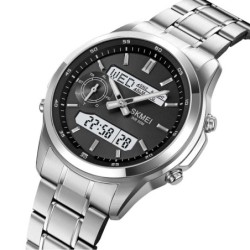 Reloj Skmei 2284 Hombre Dual Elegante Tiempo Mundial LED - Plata