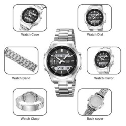 Reloj Skmei 2284 Hombre Dual Elegante Tiempo Mundial LED - Plata