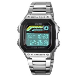 Reloj Skmei 2307 Hombre Digital Deportivo 2 Tiempos Cronómetro - Plata