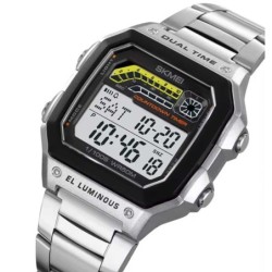 Reloj Skmei 2307 Hombre Digital Deportivo 2 Tiempos Cronómetro - Plata