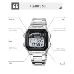 Reloj Skmei 2307 Hombre Digital Deportivo 2 Tiempos Cronómetro - Plata